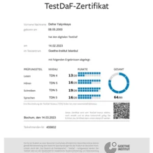 TestDaf Zertifikat